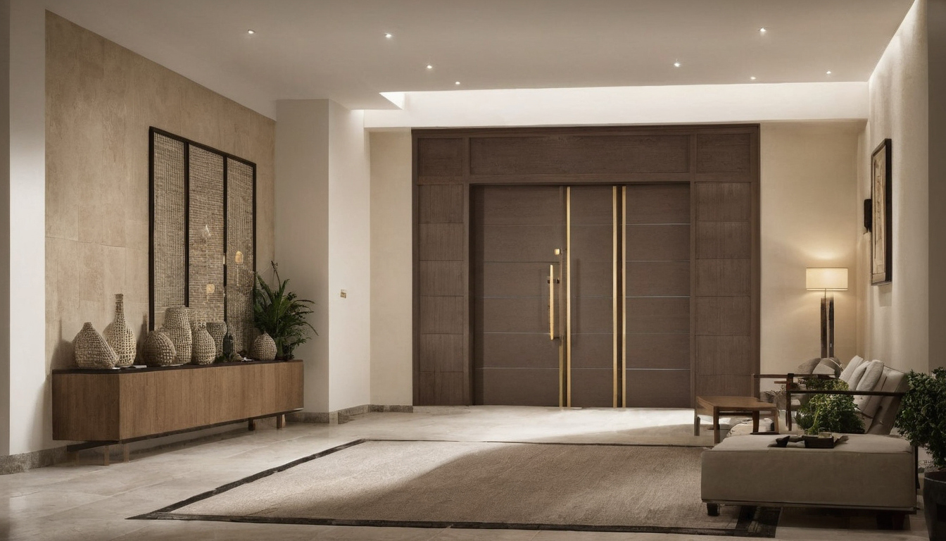Luxury interior image showing The best Saudi villa entrance layout depends on the guest route, family route, and plot access