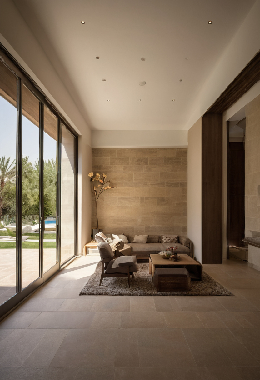 Luxury interior image showing External shading should be designed for each Saudi villa façade